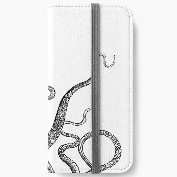 Half Octopus | Right Side | Vintage Octopus | Tentacles | Sea Creatures | Nautical | Ocean | Sea | Beach | Diptych | Black and White |   iPhone Wallet