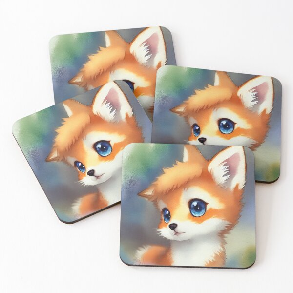 Item preview, Cute and happy little fox sitting in nature, watercolor painting designed and sold by Girly-Universe.