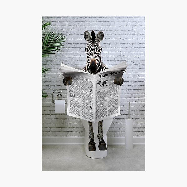 Item preview, Zebra on toilet reading newspaper  designed and sold by lailashack.