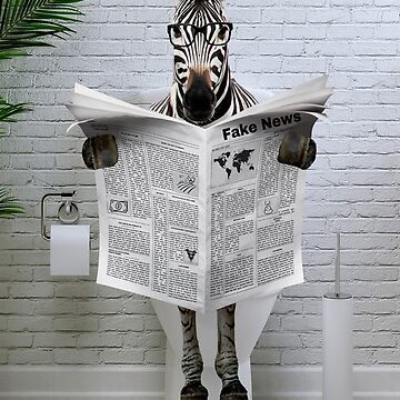 Artwork thumbnail, Zebra on toilet reading newspaper  by lailashack