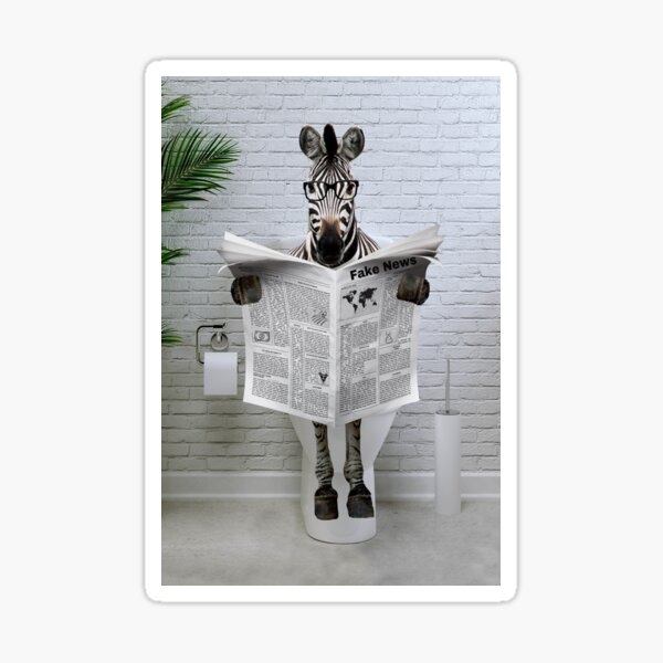 Artikel-Vorschau von Zebra auf Toilette und liest Zeitung, designt und verkauft von lailashack.