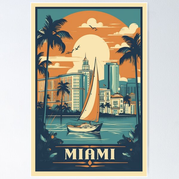 Item preview, Miami Vintage Poster designed and sold by LoinneSio.