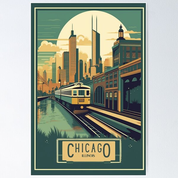 Vista previa del artículo con la obra «Póster vintage de Chicago», diseñado y vendido por LoinneSio.