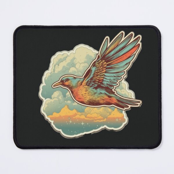Item preview, Blue Orange Bird in the Clouds Sticker designed and sold by PixaBella.