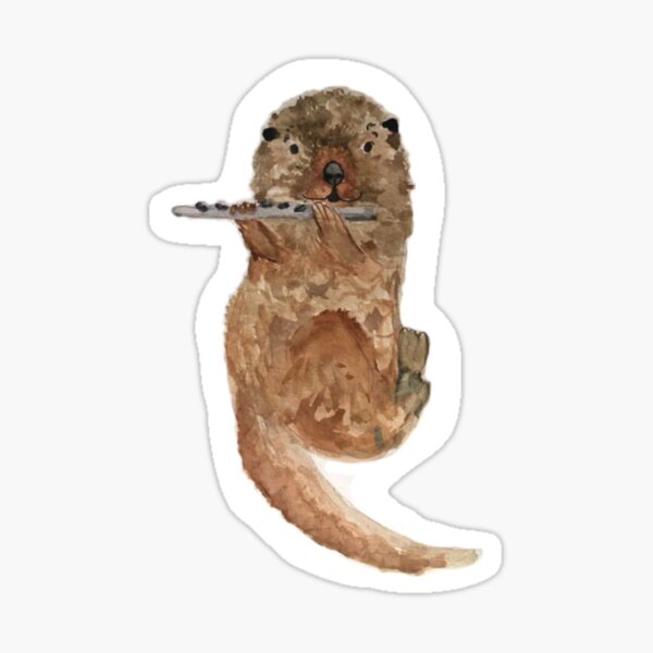 Otter playing the flute Sticker