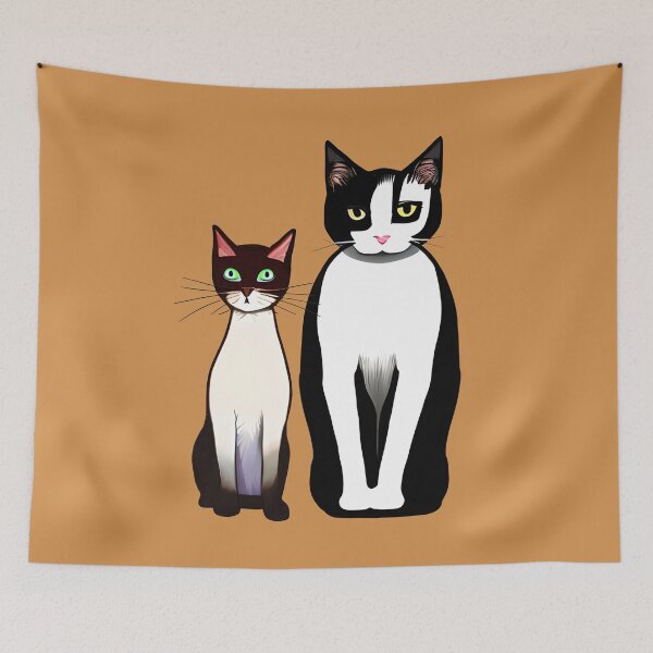 Item preview, Retro Modern Black and White Cat and Kitten designed and sold by Marymarice.