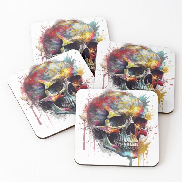 Item preview, Skull with paint splatter designed and sold by oldrockerdudes.