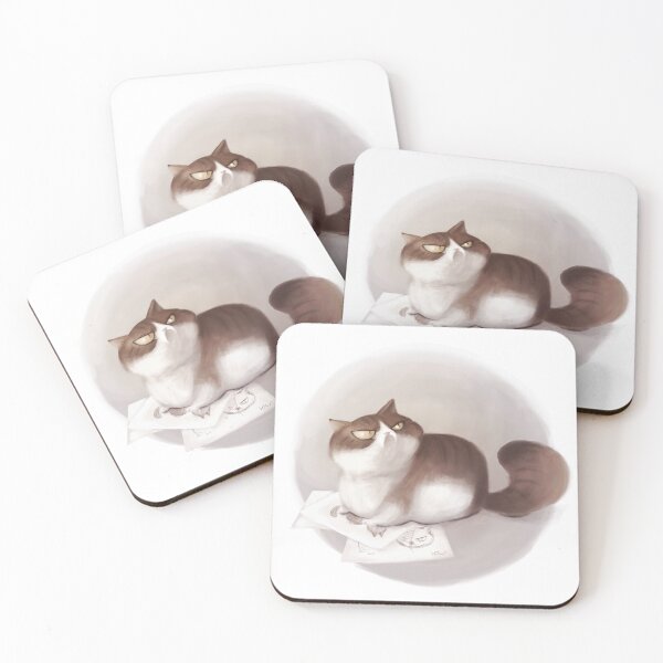 Item preview, Grumpy tabby cat illustration on a pile of sketches designed and sold by Zita Safranek.