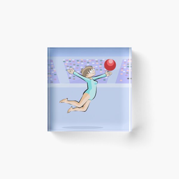 Item preview, Artistic gymnastic girl jumping with ball in the International Games designed and sold by DibuHumor.