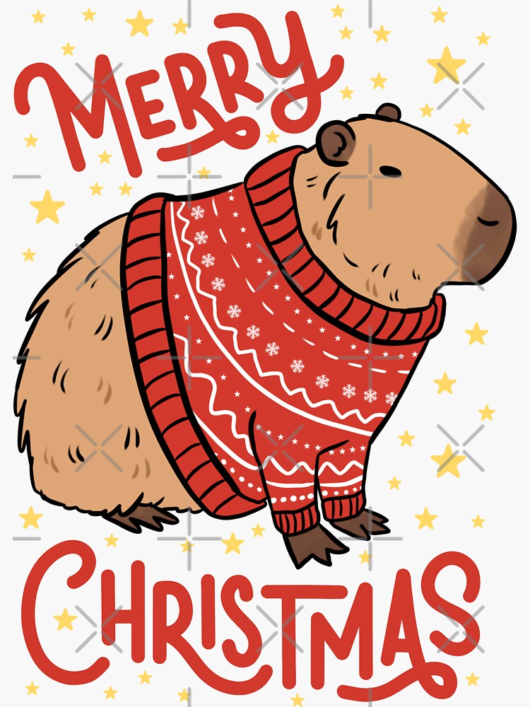 Merry Christmas cute Christmas capybara design Sticker for Sale