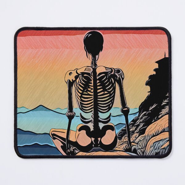 Item preview, Sullen Skeleton Sitting on Stone at Sunset designed and sold by McCallnWaldo.