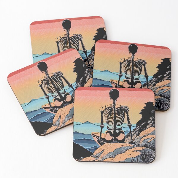 Item preview, Sullen Skeleton Sitting on Stone at Sunset designed and sold by McCallnWaldo.