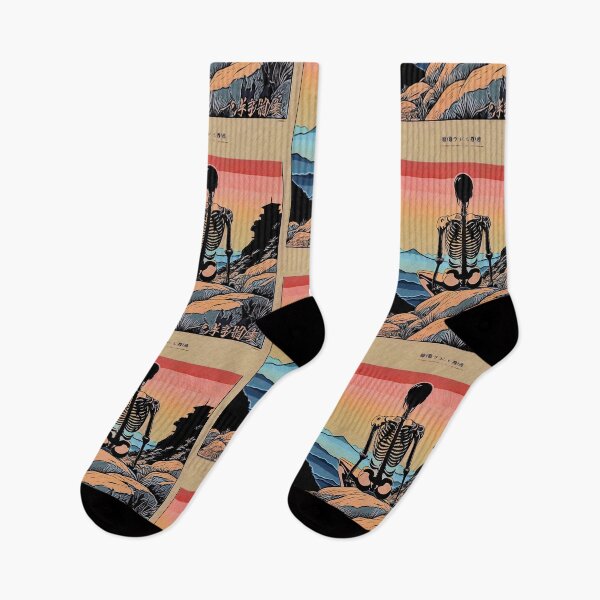 Item preview, Sullen Skeleton Sitting on Stone at Sunset designed and sold by McCallnWaldo.