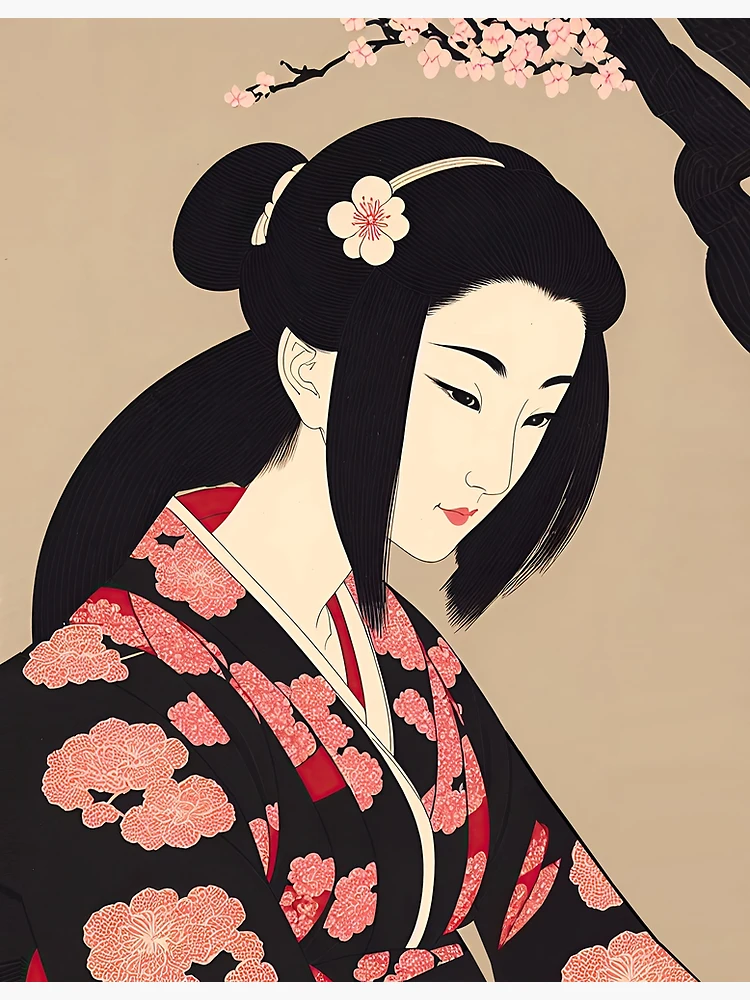 アート・デザイン・音楽 THE 101 STYLES FOR LADIES IN JAPAN Ukiyo-e Japanese Art - Beautiful Woman Sitting Under Cherry