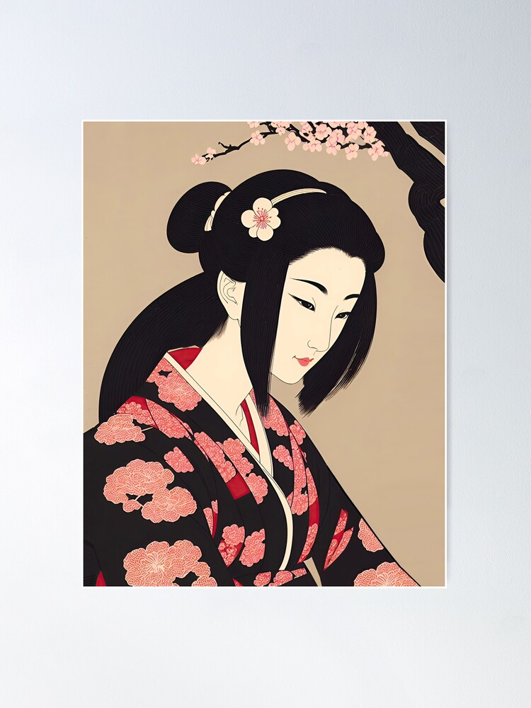 アート・デザイン・音楽 THE 101 STYLES FOR LADIES IN JAPAN Ukiyo-e Japanese Art - Beautiful Woman Sitting Under Cherry