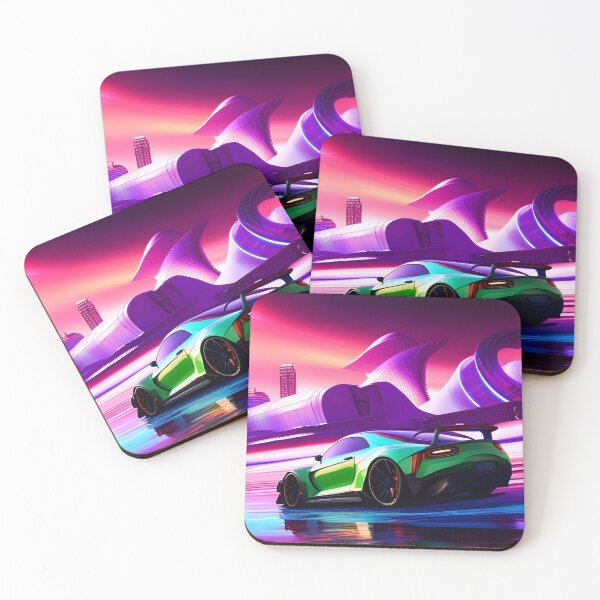 Item preview, Neon Drifting Super Car At Sunset designed and sold by Ink Art Design.