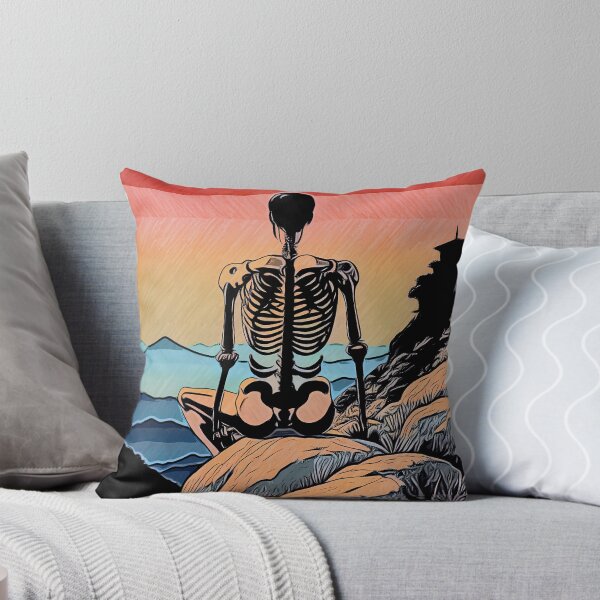 Item preview, Sullen Skeleton Sitting on Stone at Sunset designed and sold by McCallnWaldo.