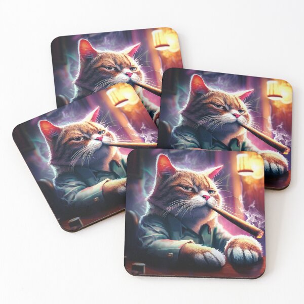 Item preview, cat smoking in a bar designed and sold by Miladiou.