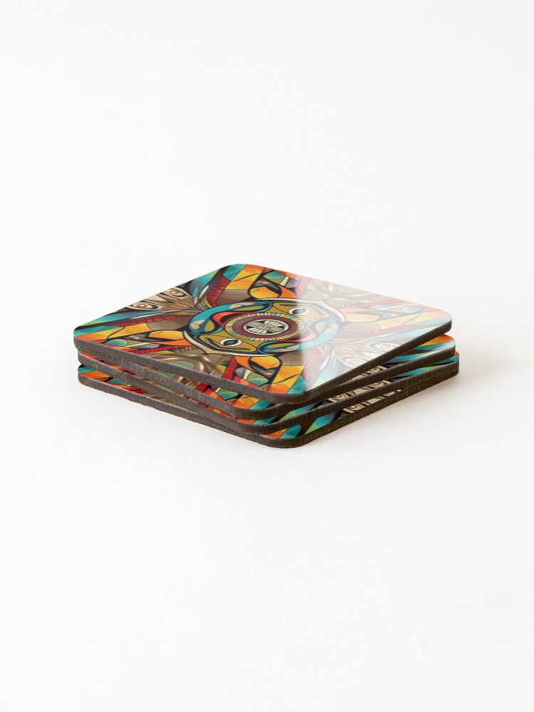 Thumbnail 4 of 5, Coasters (Set of 4), Aztec colour pattern designed and sold by gaviani.