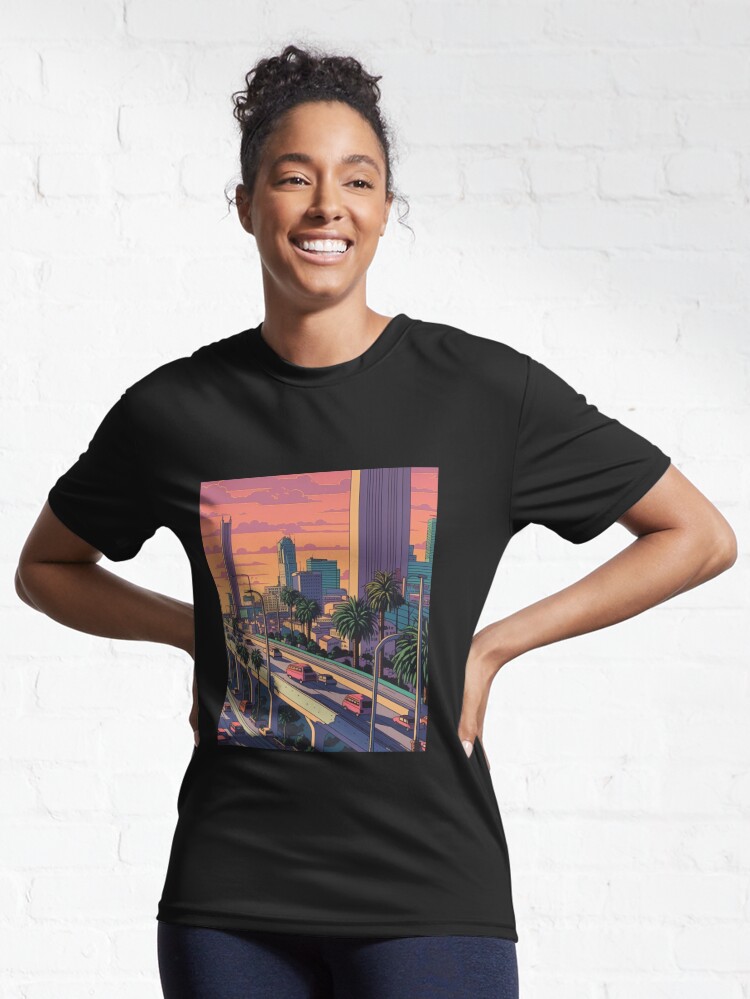 Illustration of Los Angeles inspired by Hiroshi Nagai Style | Active T-Shirt
