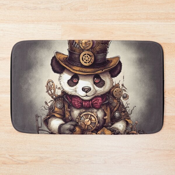 Item preview, Steampunk panda with tall hat gears and clock designed and sold by Dreamakerstudio.
