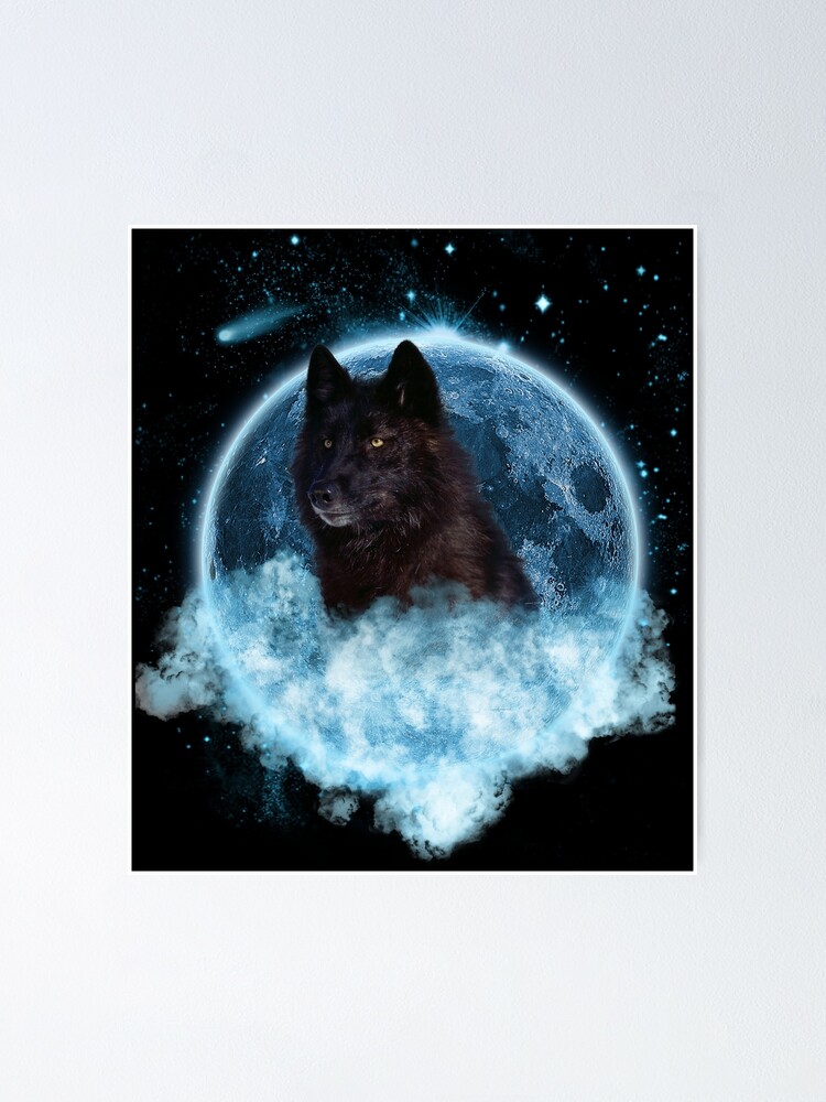 Schwarzer Wolf Blue Moon Dream Catcher Poster Von Ratherkool Redbubble