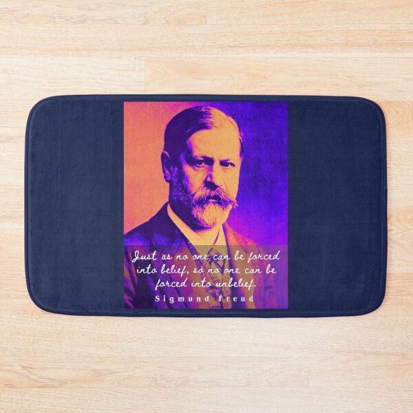 Item preview, Sigmund Freud portrait and quote: Just as no one can be forced into belief.... designed and sold by artbleed.