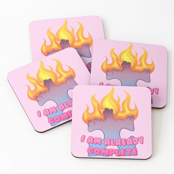 Item preview, I Am Already Complete Red Instead Autism Awareness Pastel Burning Puzzle Piece designed and sold by PictionaryModus.