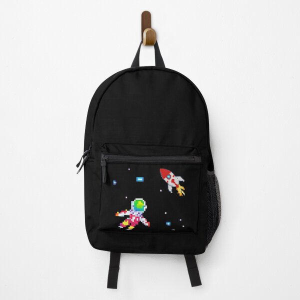 Artikelvorschau, Astronaut und Rakete unter den Sternen - Pixelkunst - auf Schwarz entworfen und verkauft von JaReVa.