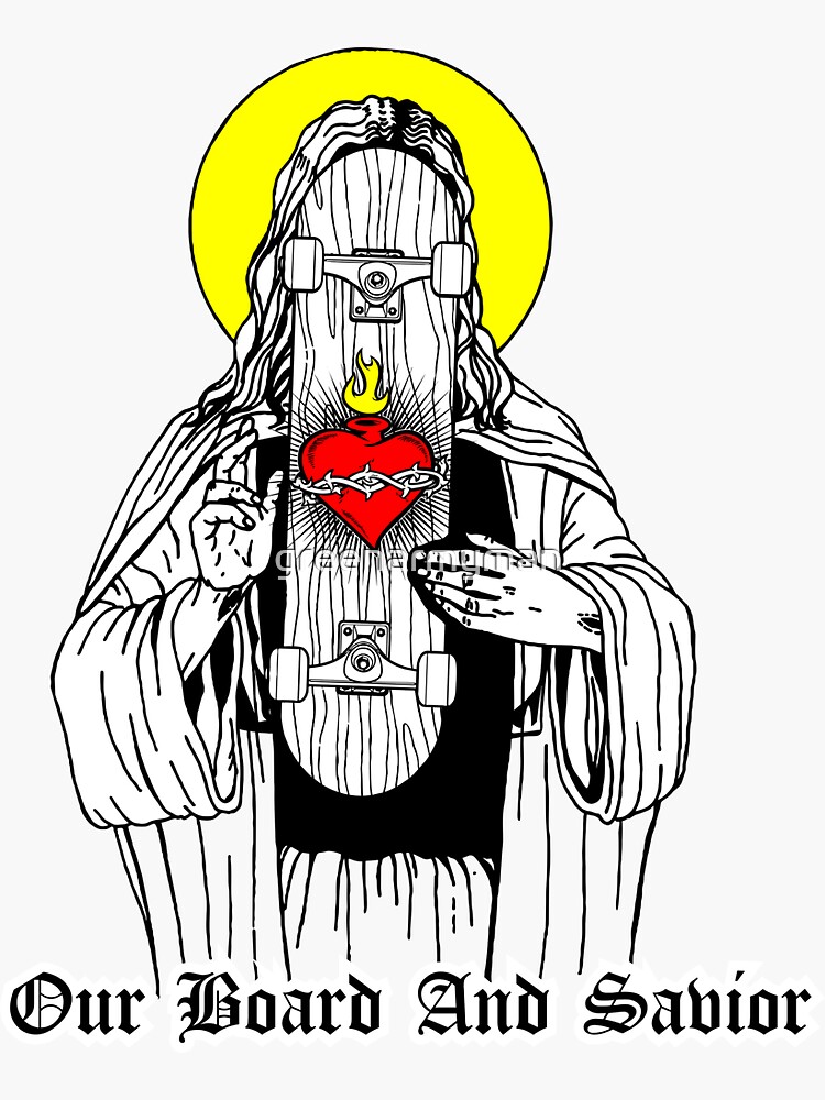 Thumbnail 3 of 3, Sticker, OUR BOARD AND SAVIOR designed and sold by greenarmyman.