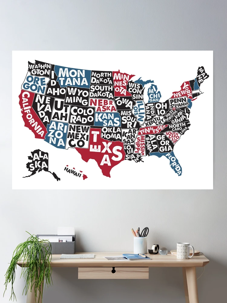 Mapa De Estados Unidos Con Nombres Para Colorear Mapa De Carteles De