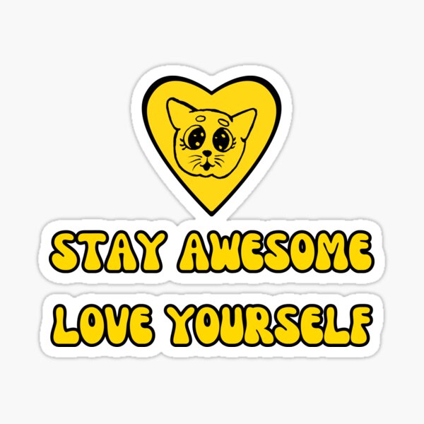 StayAwesome+LoveYourself! Ver 7 - Yellow Kitty Sticker