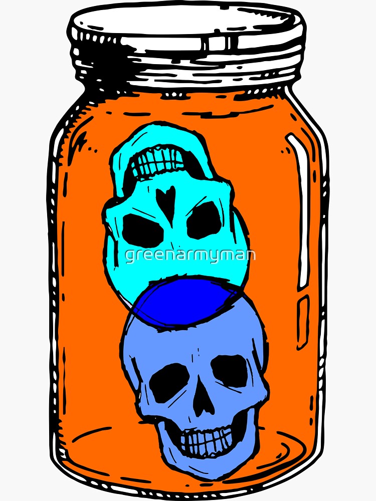 Thumbnail 3 of 3, Sticker, SKULL PILLS designed and sold by greenarmyman.