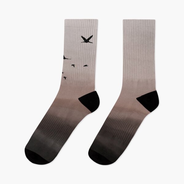 Item preview, Wing of birds flying in watercolor sky, dark, fog, dark shades, brown and gray  designed and sold by Collagedream.