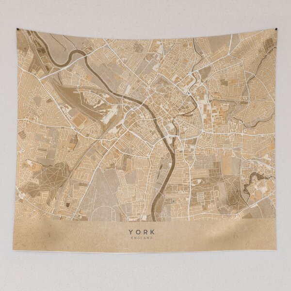 Artikelvorschau, Map of York (England) in sepia vintage style entworfen und verkauft von blursbyai.