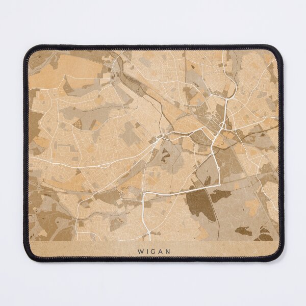 Artikelvorschau, Map of Wigan (England) in sepia vintage style entworfen und verkauft von blursbyai.