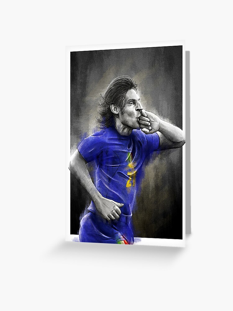 Tarjetas de felicitación «Andrea Pirlo Ilustraciones de fútbol la Copa Mundial de Italia 2006» de barrymasterson | Redbubble