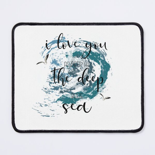 Item preview, I love you as deep as the deep blue sea. Watercolour illustration of seagulls, sea and phrases. Space texture. designed and sold by Anastasiia Yurevych.