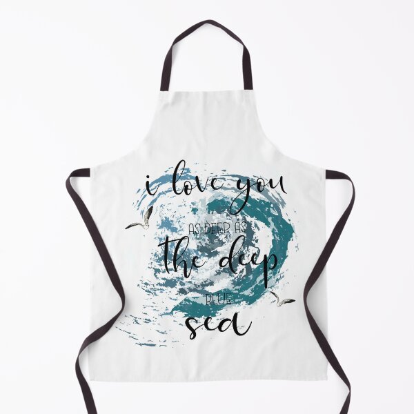 Item preview, I love you as deep as the deep blue sea. Watercolour illustration of seagulls, sea and phrases. Space texture.  designed and sold by Anastasiia Yurevych.