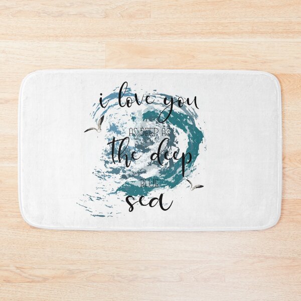 Item preview, I love you as deep as the deep blue sea. Watercolour illustration of seagulls, sea and phrases. Space texture.  designed and sold by Anastasiia Yurevych.