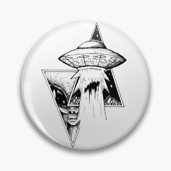 Item preview, UFO Alien Abduction Emblem, Pen and Ink Sci-Fi Art designed and sold by Tritonn204.