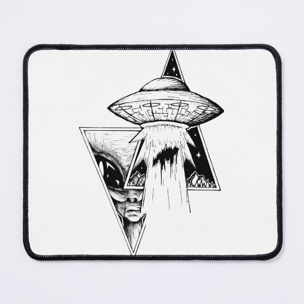 Item preview, UFO Alien Abduction Emblem, Pen and Ink Sci-Fi Art designed and sold by Tritonn204.
