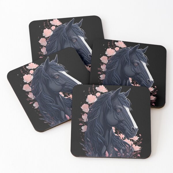 Item preview, Caballo negro con flores designed and sold by monkycl.