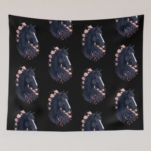 Item preview, Black Horse with Flowers designed and sold by monkycl.