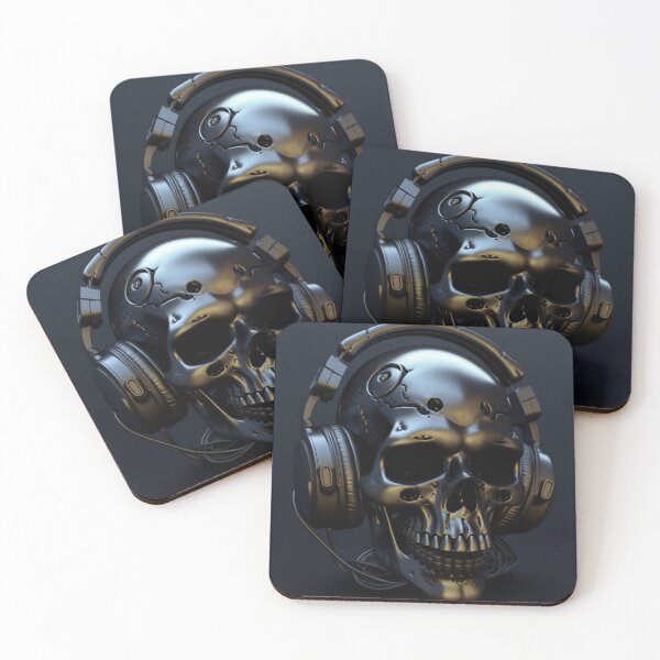 Item preview, skull with headphones designed and sold by MrRobotAI.