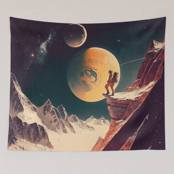 Item preview, Alpinist Climbing the Universe, Vintage Surrealist designed and sold by Synthetic-Dream.