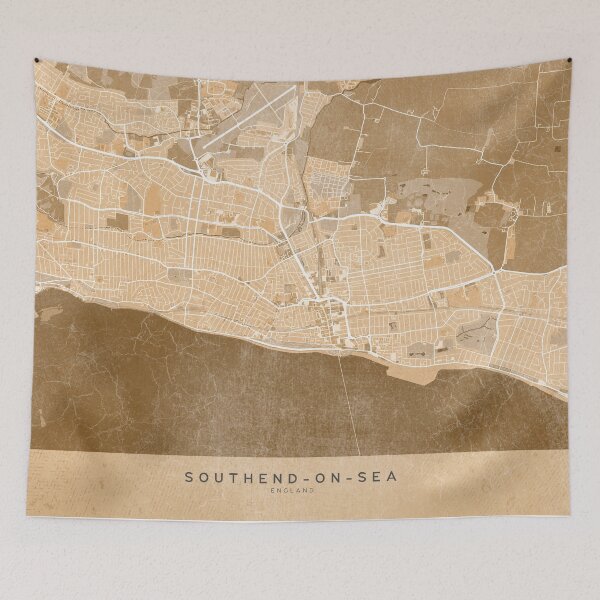 Artikelvorschau, Map of Southend-on-Sea (England) in sepia vintage style entworfen und verkauft von blursbyai.