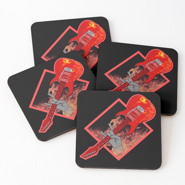 Item preview, Red guitar in hand against the fire designed and sold by Funny Banana.