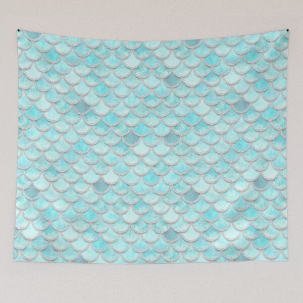 Item preview, Baby Mermaid Scales Teal Silver designed and sold by artlovepassion.
