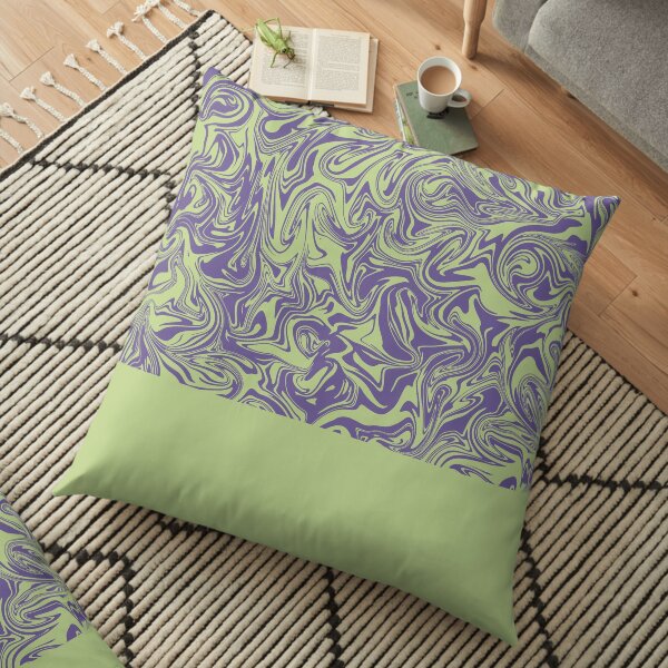 Liquid Swirl - Lettuce Green and Ultra Violet Floor Pillow